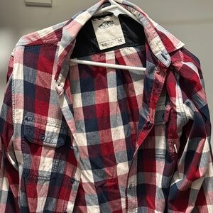 Red and Blue Plaid Button-Up Shirt